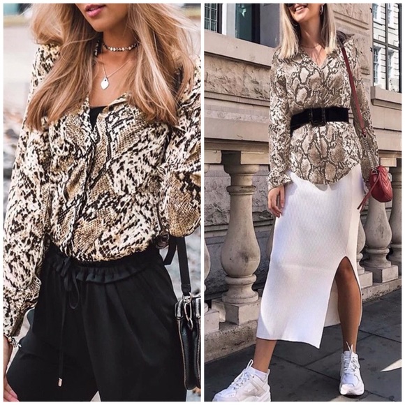 SNAKESKIN BUTTON DOWN TOP - Picture 2 of 5